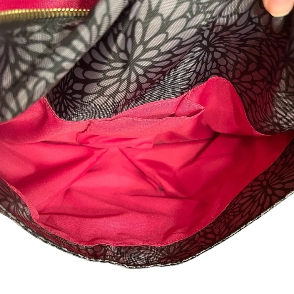 Baggallini Helsinki Shoulder Crossbody Hobo Gray Floral w/ RFID 13.5” x 11” x 4”